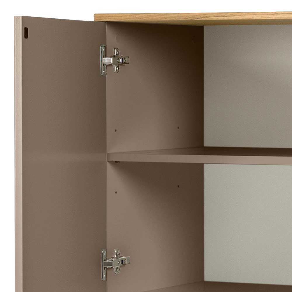 Highboard Durioscos in Taupe und Eiche mit Push to open Funktion