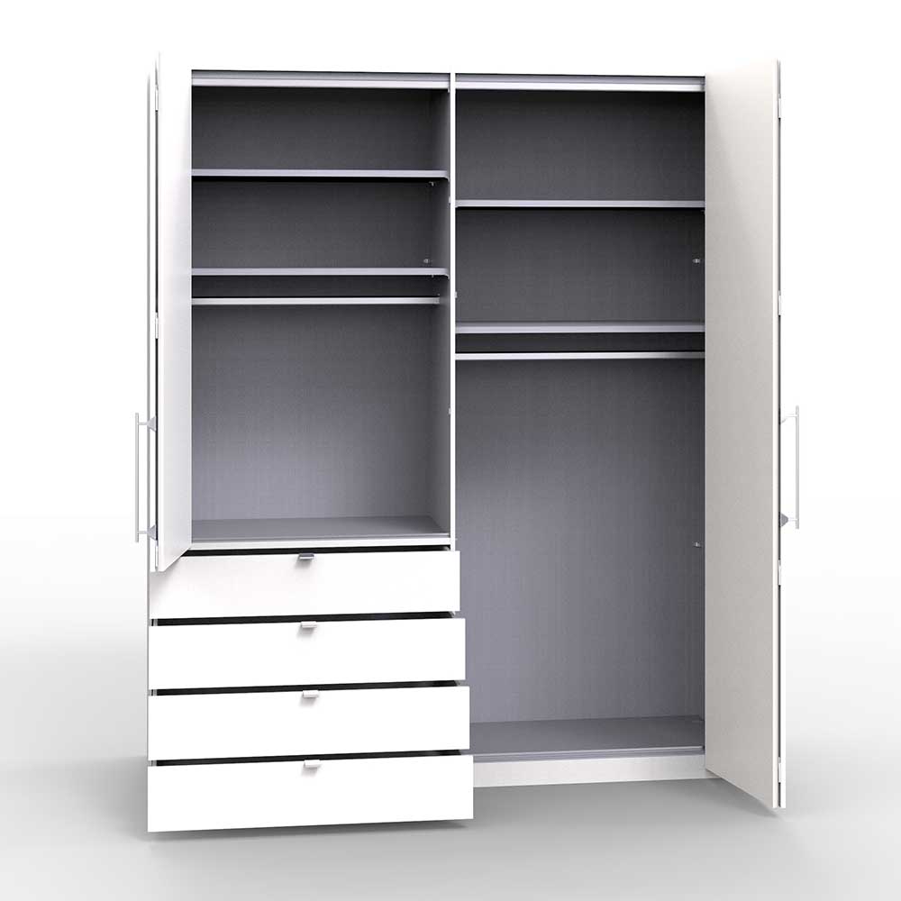 Design Kleiderschrank Codumenta in Creme Weiß und Eiche Sägerau mit Falttüren