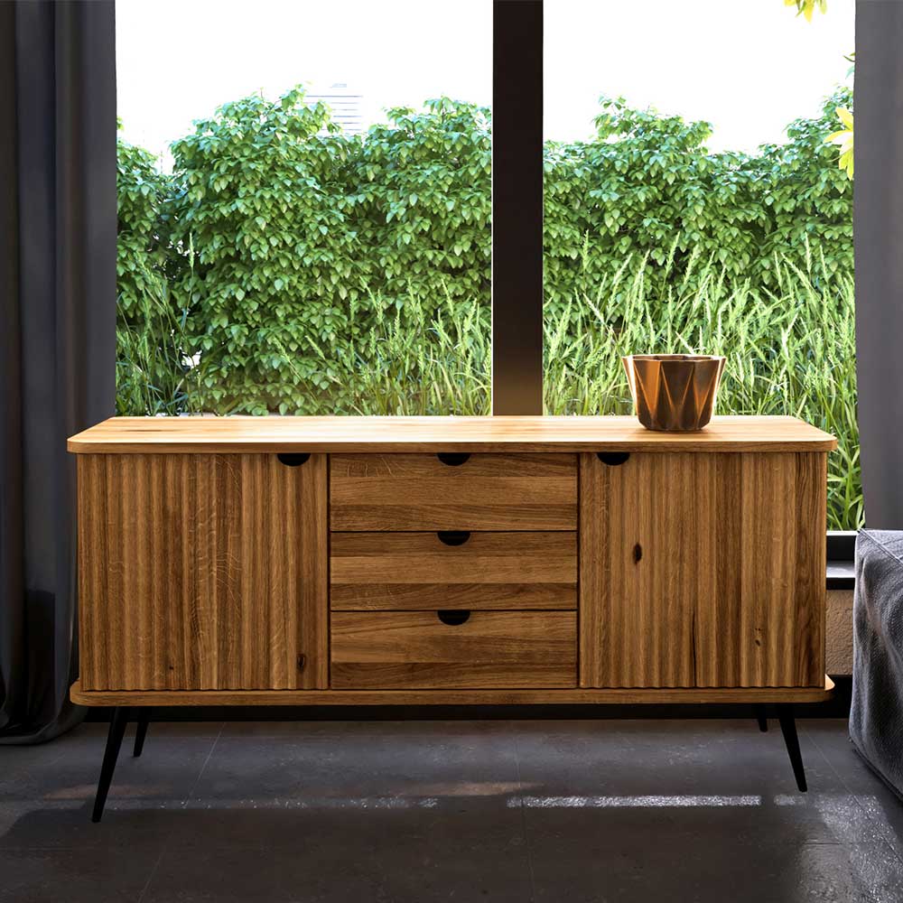 Sideboard Wildeiche massiv Clantica 72 cm hoch mit drei Schubladen