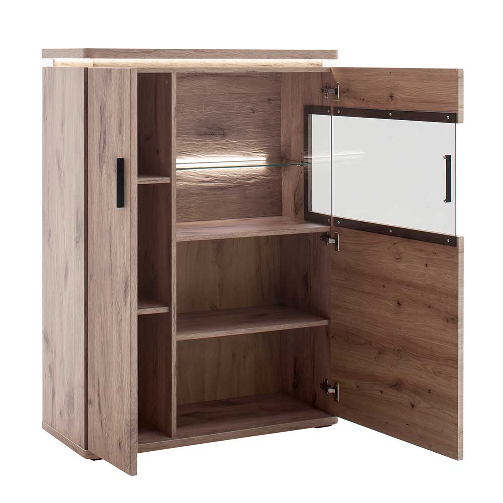 Highboard Irysma in Wildeichefarben mit LED Beleuchtung