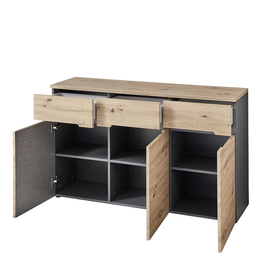 Esszimmersideboard Esdravos in Wildeichefarben 135 cm breit