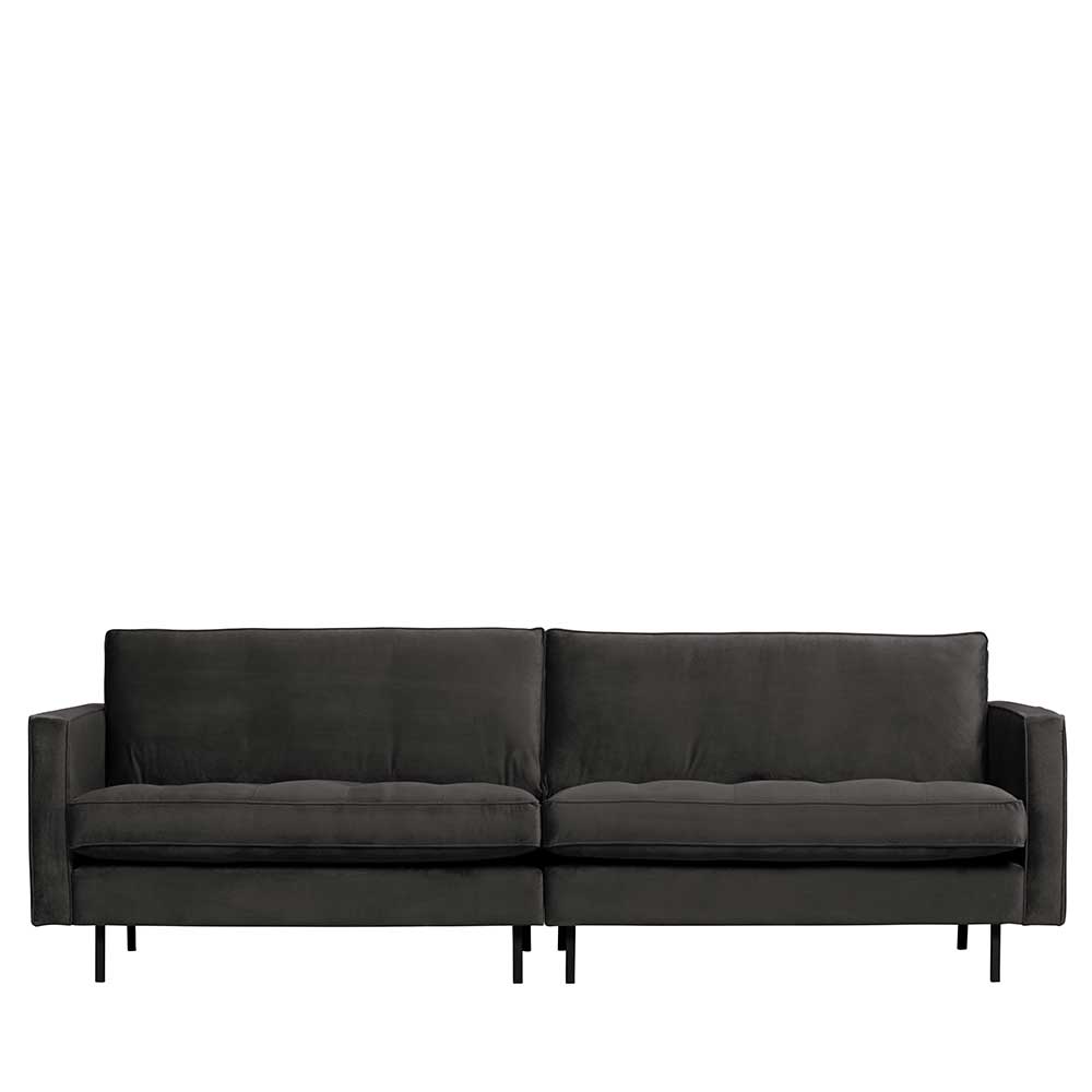 Samt Dreisitzer Sofa Casilla in Anthrazit 275 cm breit