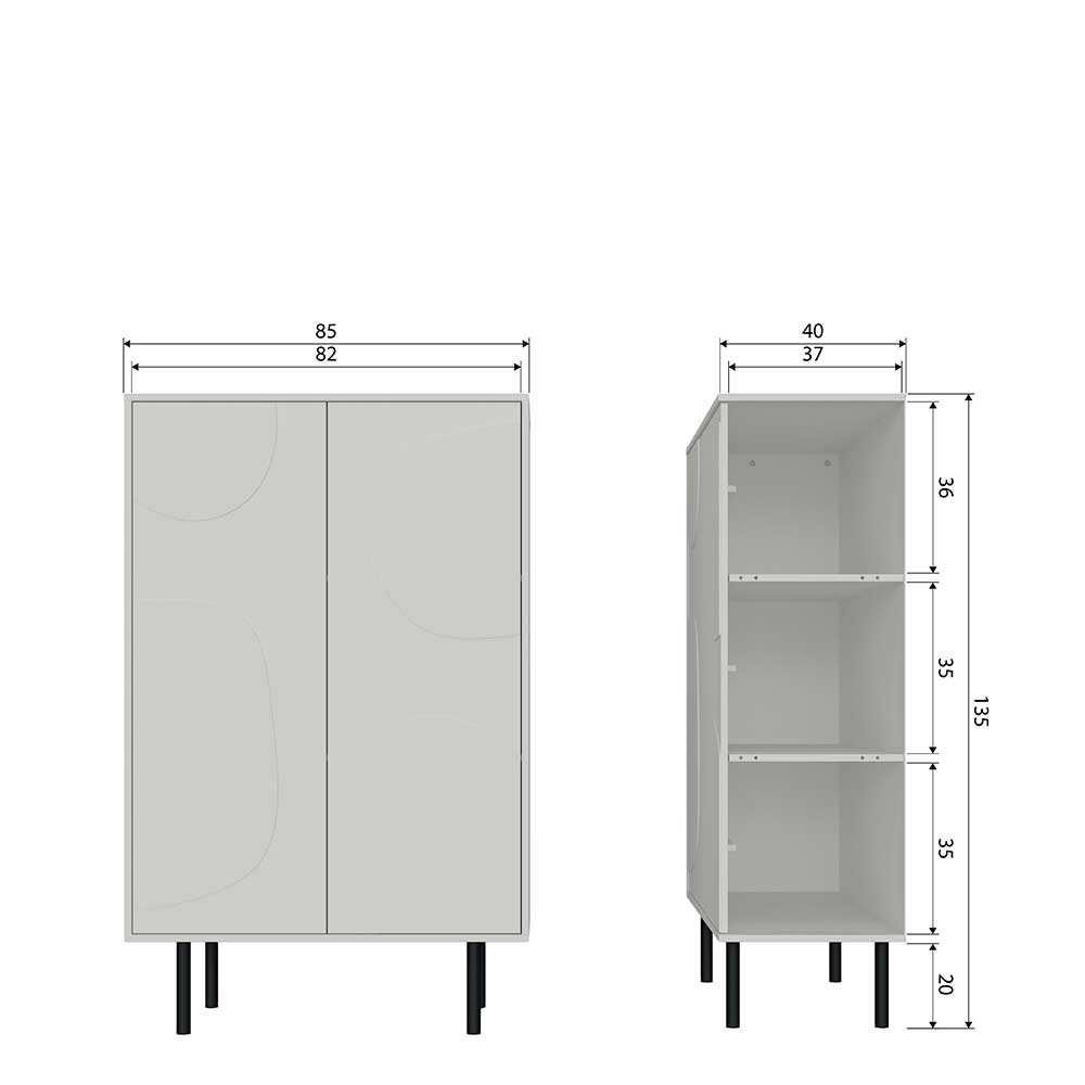 Highboard Schrank Pamela in modernem Design - Hellgrau