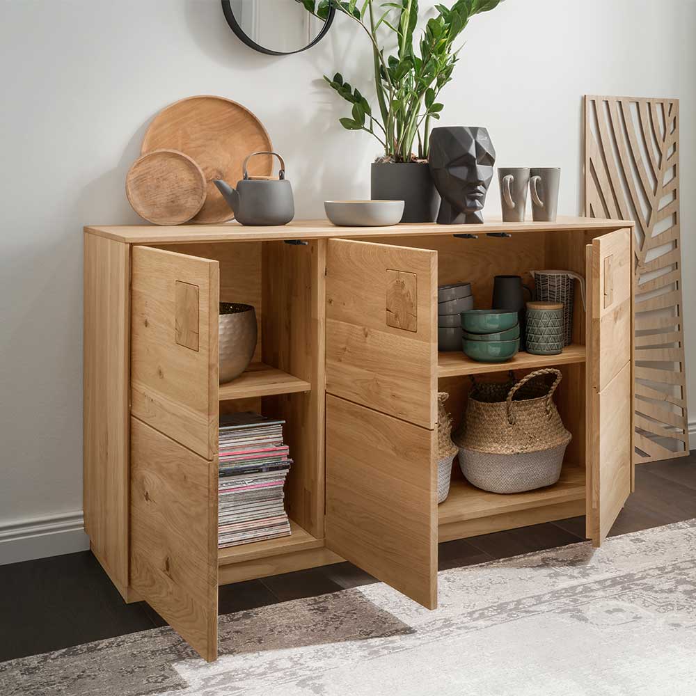 Massives Sideboard Onitos in Wildeichefarben 80 cm hoch