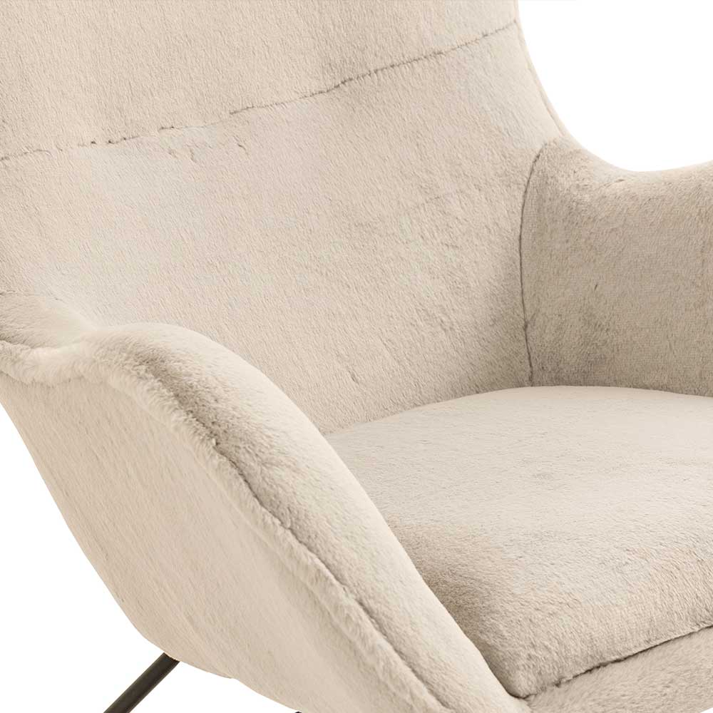 Webplüsch Schaukelsessel Julesta in Beige im Skandi Design