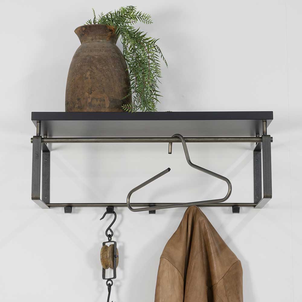 Hängende Garderobe Flurinia in Schwarz und Anthrazit 70 cm breit