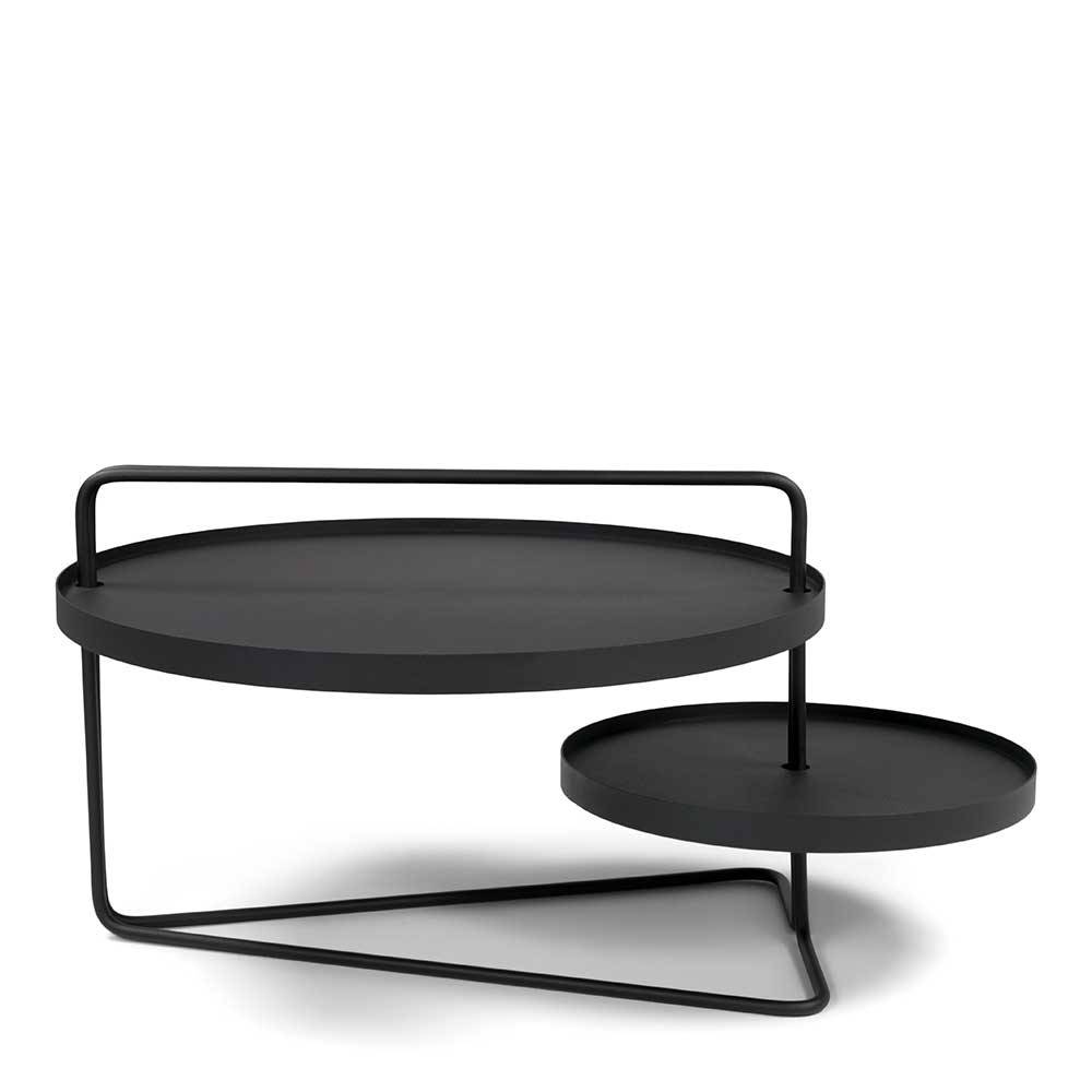 Skandi Design Couchtisch Izao in Schwarz mit Metallplatten