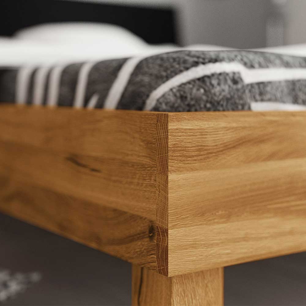 Doppelbett Sadarian in Wildeichefarben und Schwarz modern