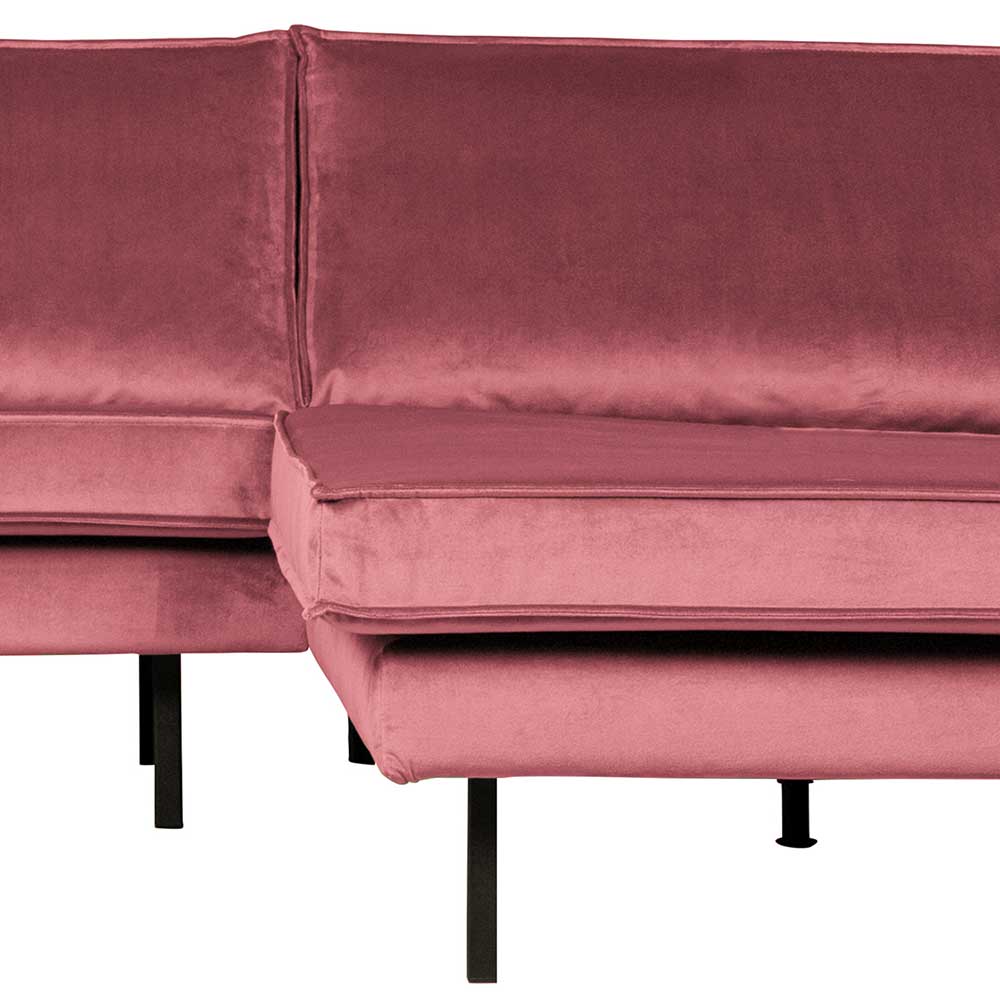 Samt Ecksofa Lajara in Pink 300 cm breit