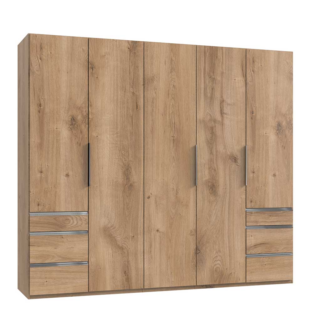 Schlafzimmerkleiderschrank Grenvana mit sechs Schubladen 250 cm breit