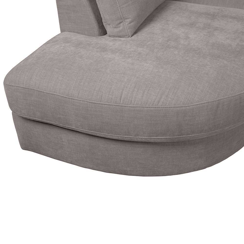 Graues Viersitzer Modulsofa Fredoco - Rücken echt bezogen 98 cm tief