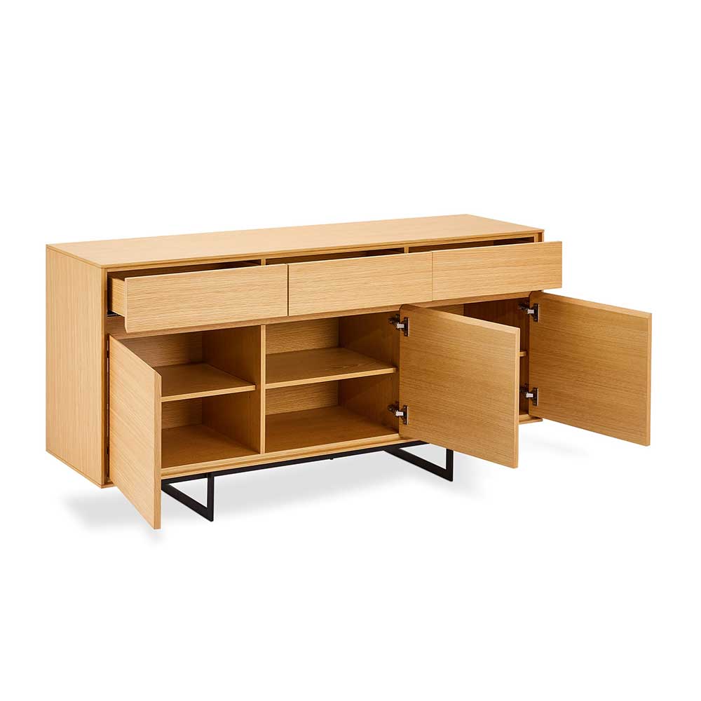 Wohnzimmer Sideboard Ryllia mit Eiche furniert 155 cm breit