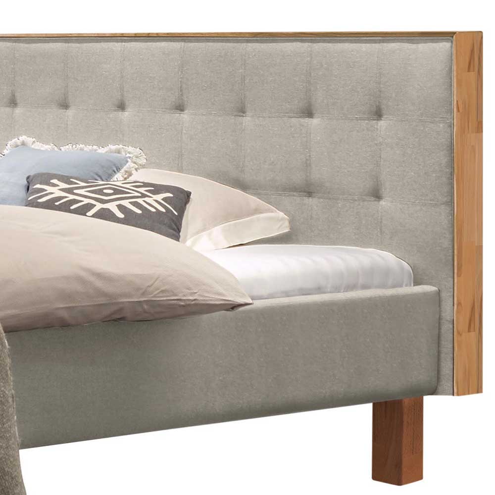 Stoffbett Yakos in Beige und Kernbuchefarben 140x200 cm