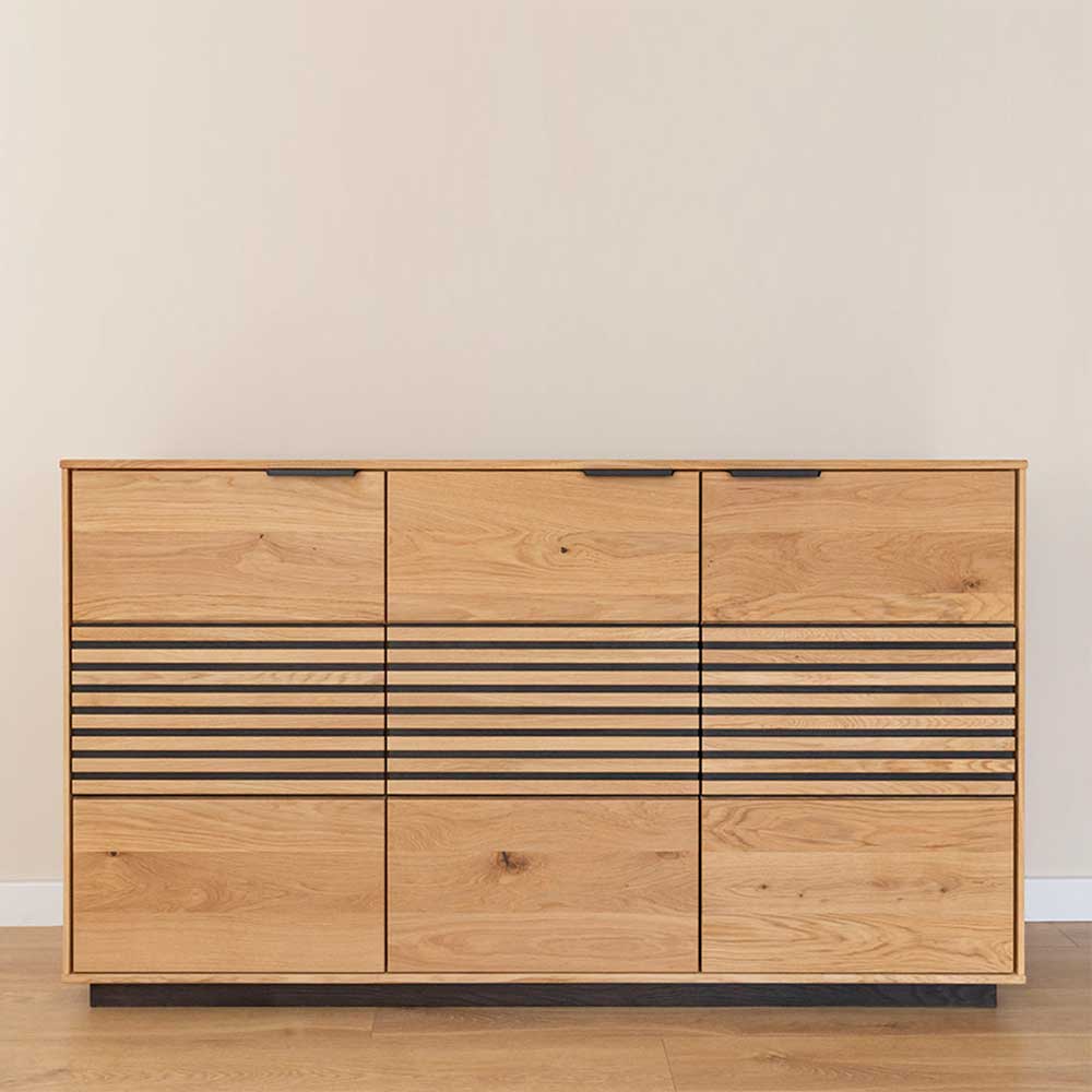 Sideboard Deruta aus Eiche Massivholz mit Metallgriffen