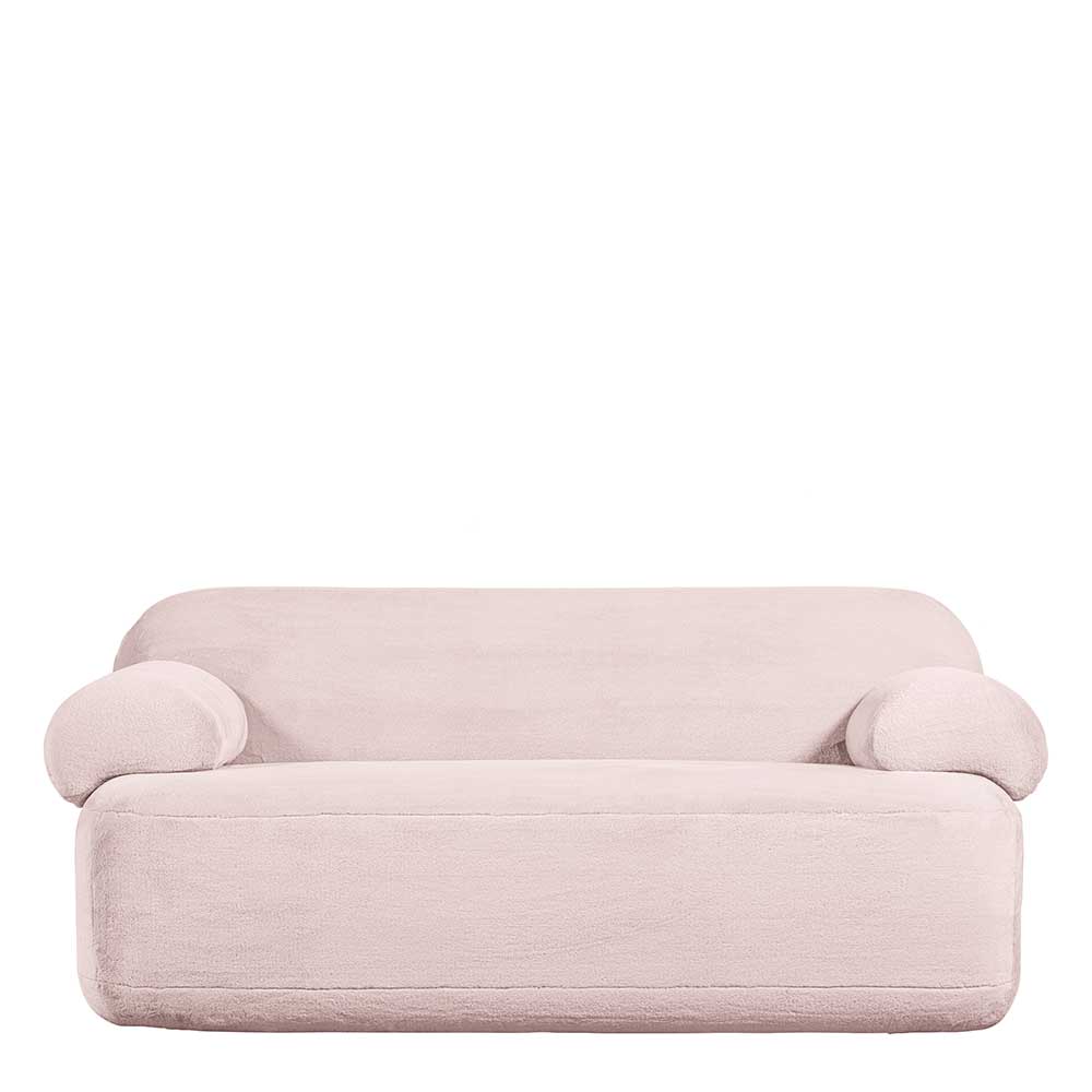 Moderne Couch Pamina in Nude aus kurzflorigem Webplüsch