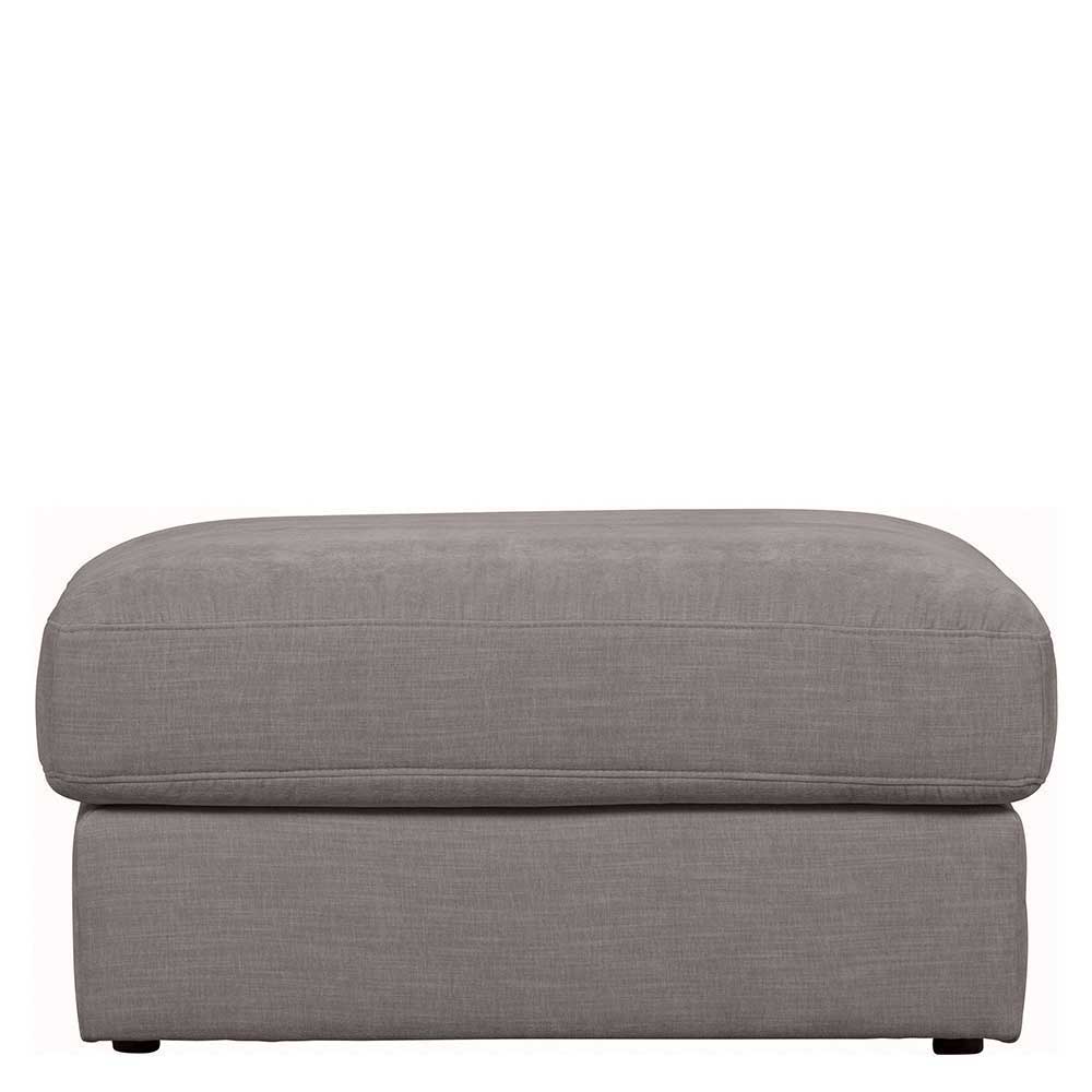 Graues Viersitzer Modulsofa Fredoco - Rücken echt bezogen 98 cm tief