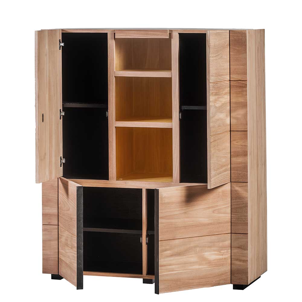 Highboard Atamba in Teakfarben 150 cm hoch