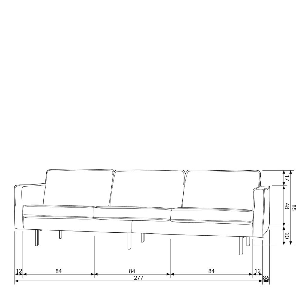 Dreier Sofa Beige Catanias im Retrostil aus Boucle Stoff und Metall