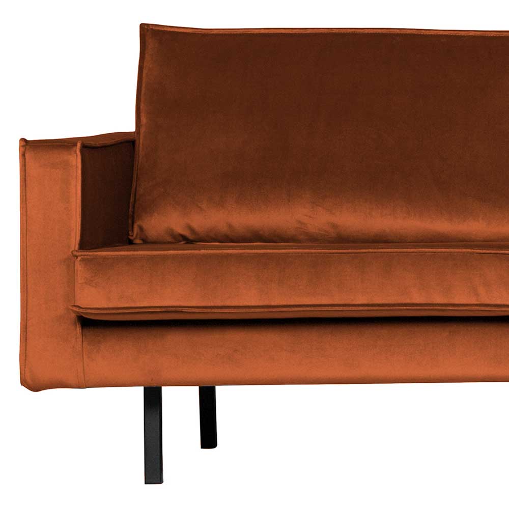 Retro Couch Aylon in Rostfarben Samt 300 cm breit