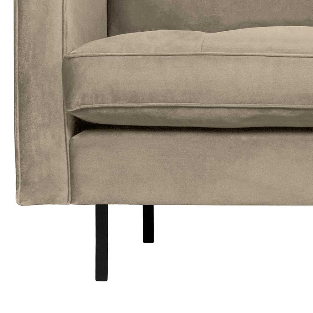 Retro Dreisitzer Couch Opinaro in hellem Khaki mit Samt Bezug