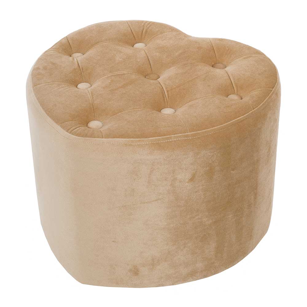 Moderner Herz Pouf Lively in Beige mit Samtbezug