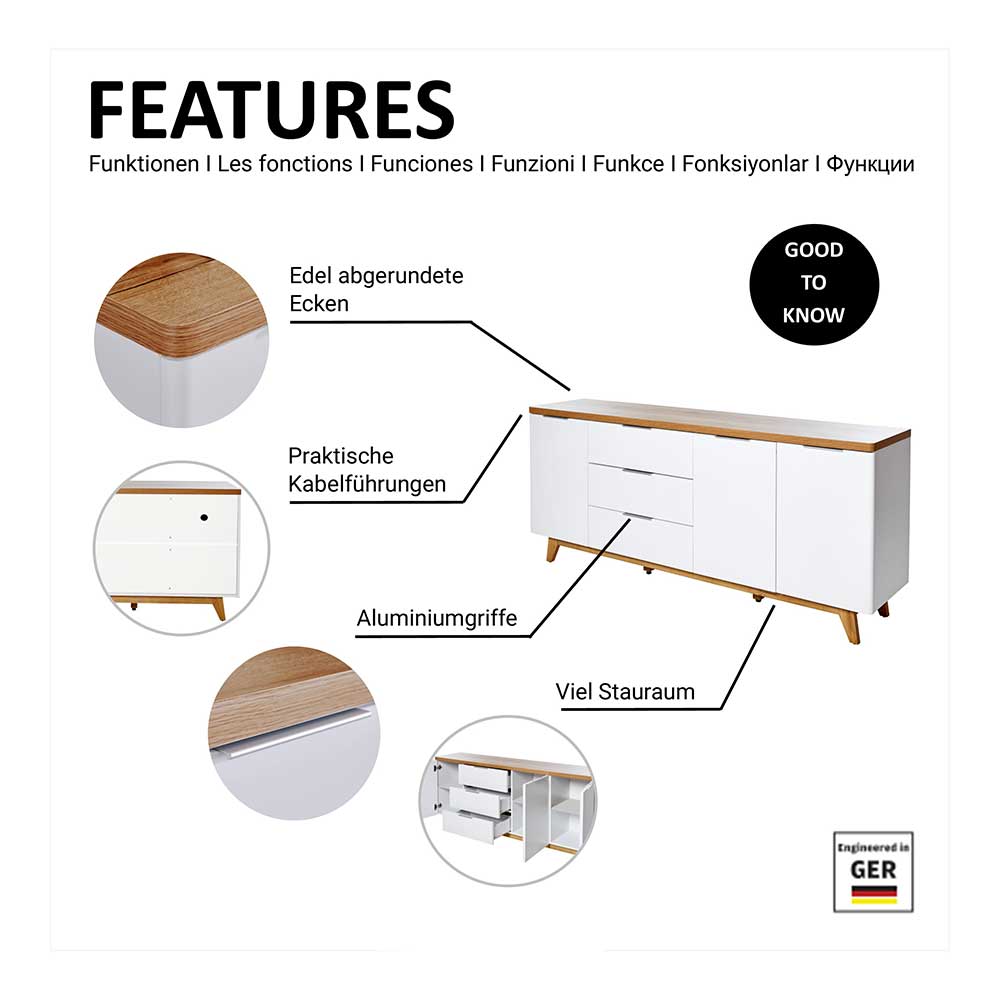 TV Sideboard Hajelua im Skandi Design 180 cm breit