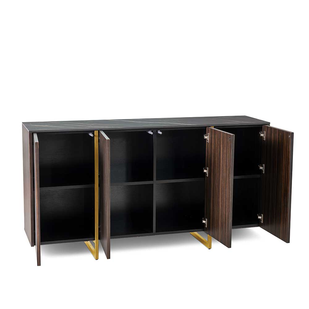 Hochwertiges Sideboard Bylwen 160 cm breit in Ebenholzfarben