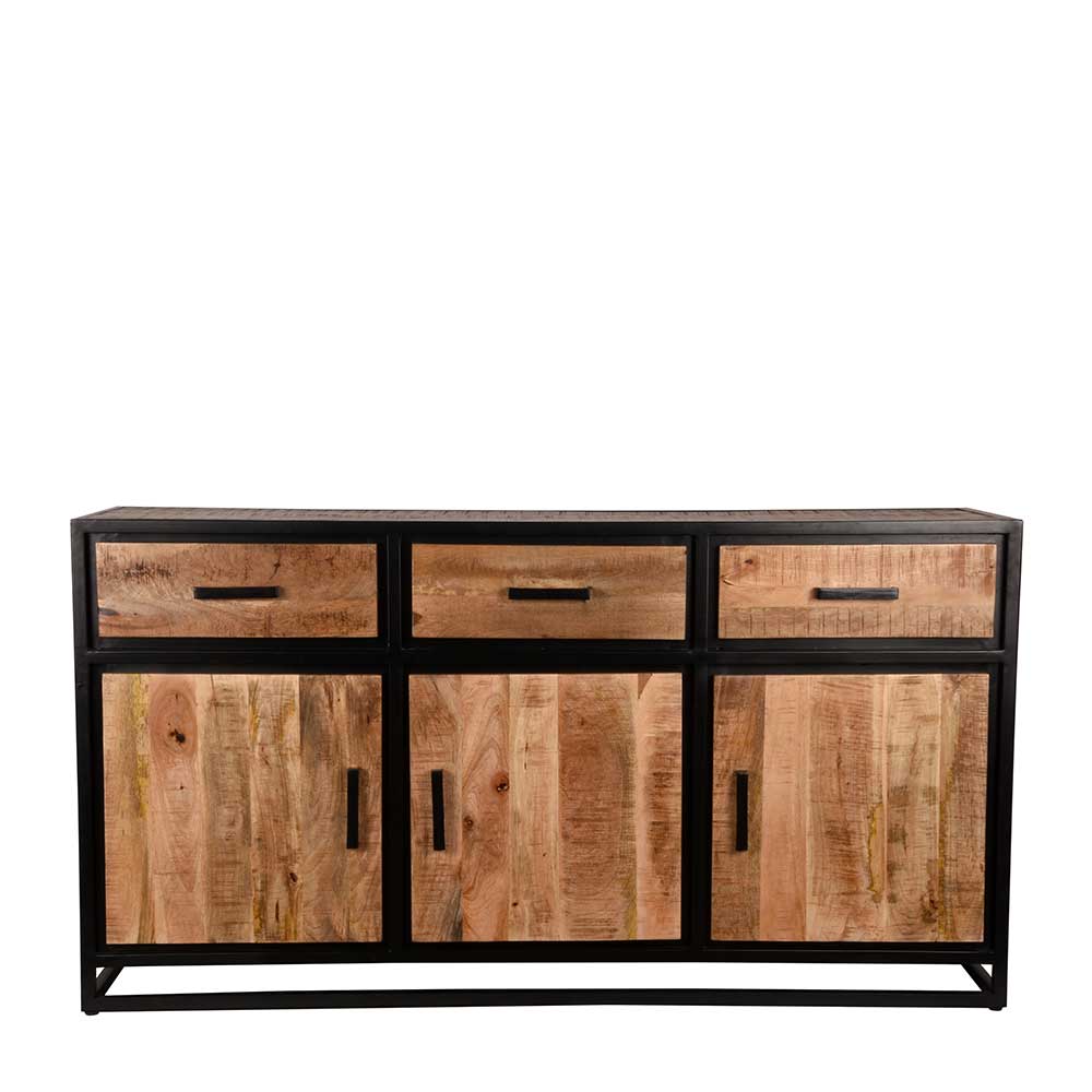 Rustikales Sideboard Sulcias mit Metallgestell im Industrie und Loft Stil