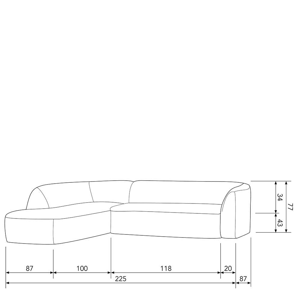 Skandi Design Sofa Eckgarnitur Ciramella in Beige meliert mit Armlehne