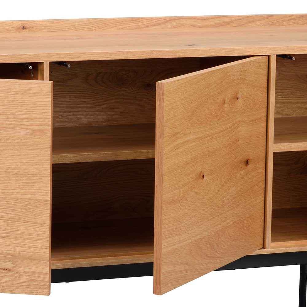 Skandi Design Sideboard Meckey in Wildeichefarben mit Vierfußgestell aus Metall