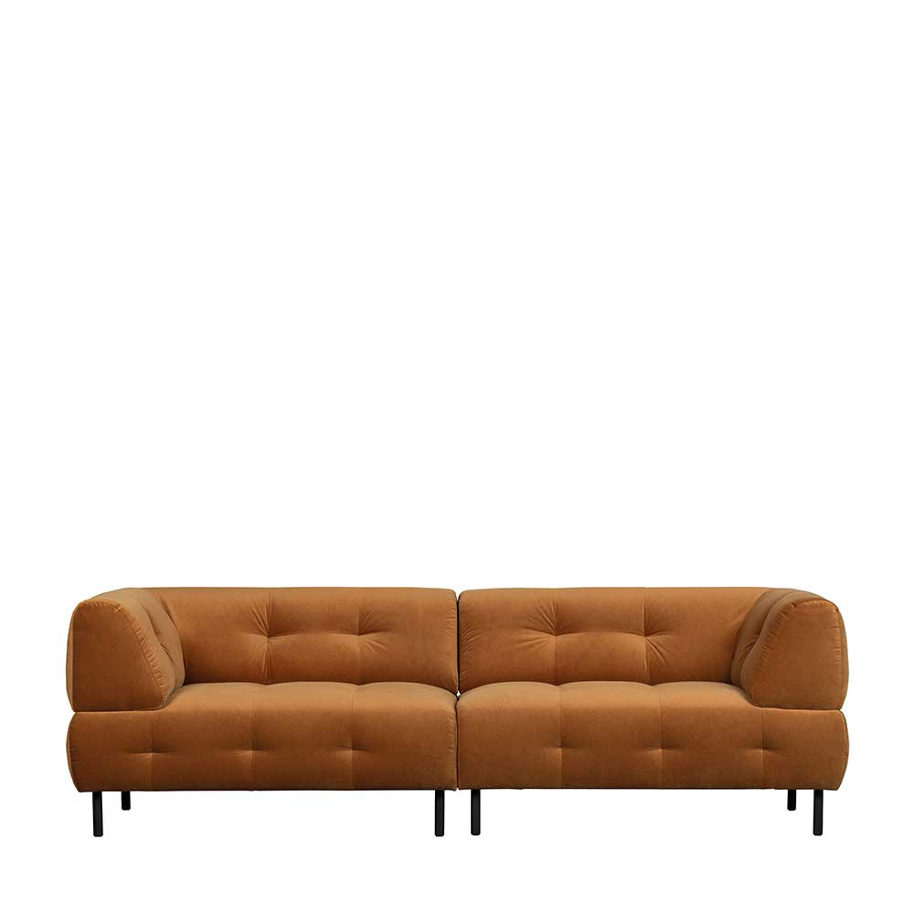 Urbanes Sofa Tasmania in Hellbraun aus Samt & Metall