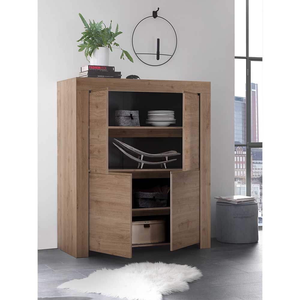 4 türiges Highboard Wandy in Eichefarben 110 cm breit