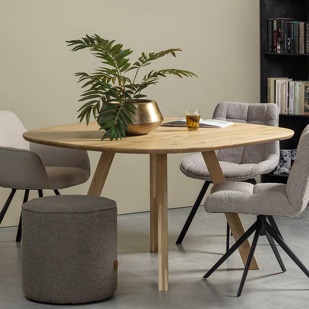 Skandi Design Esstisch Monaco aus Eiche Massivholz 130 cm breit