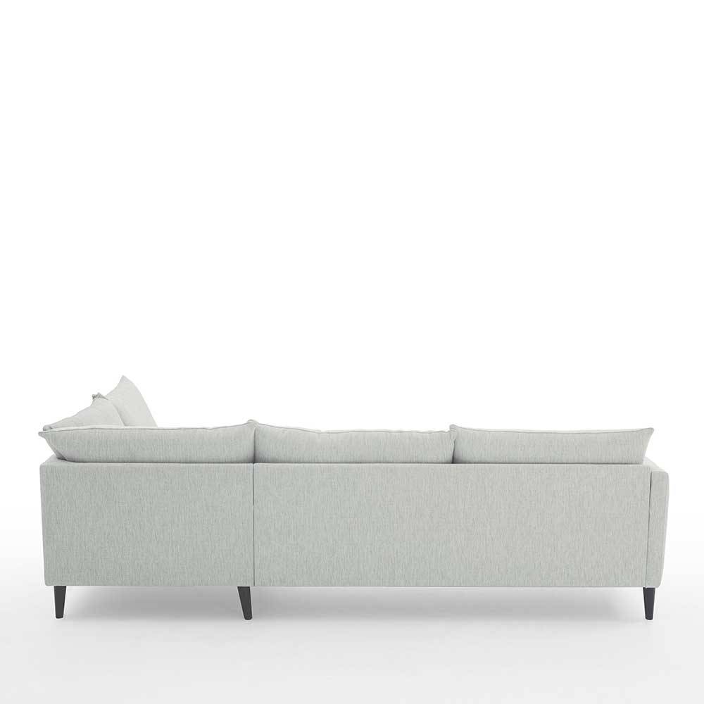 Skandi Design Ecksofa Offwhite Ratisca aus Webstoff mit Gestell aus Holz