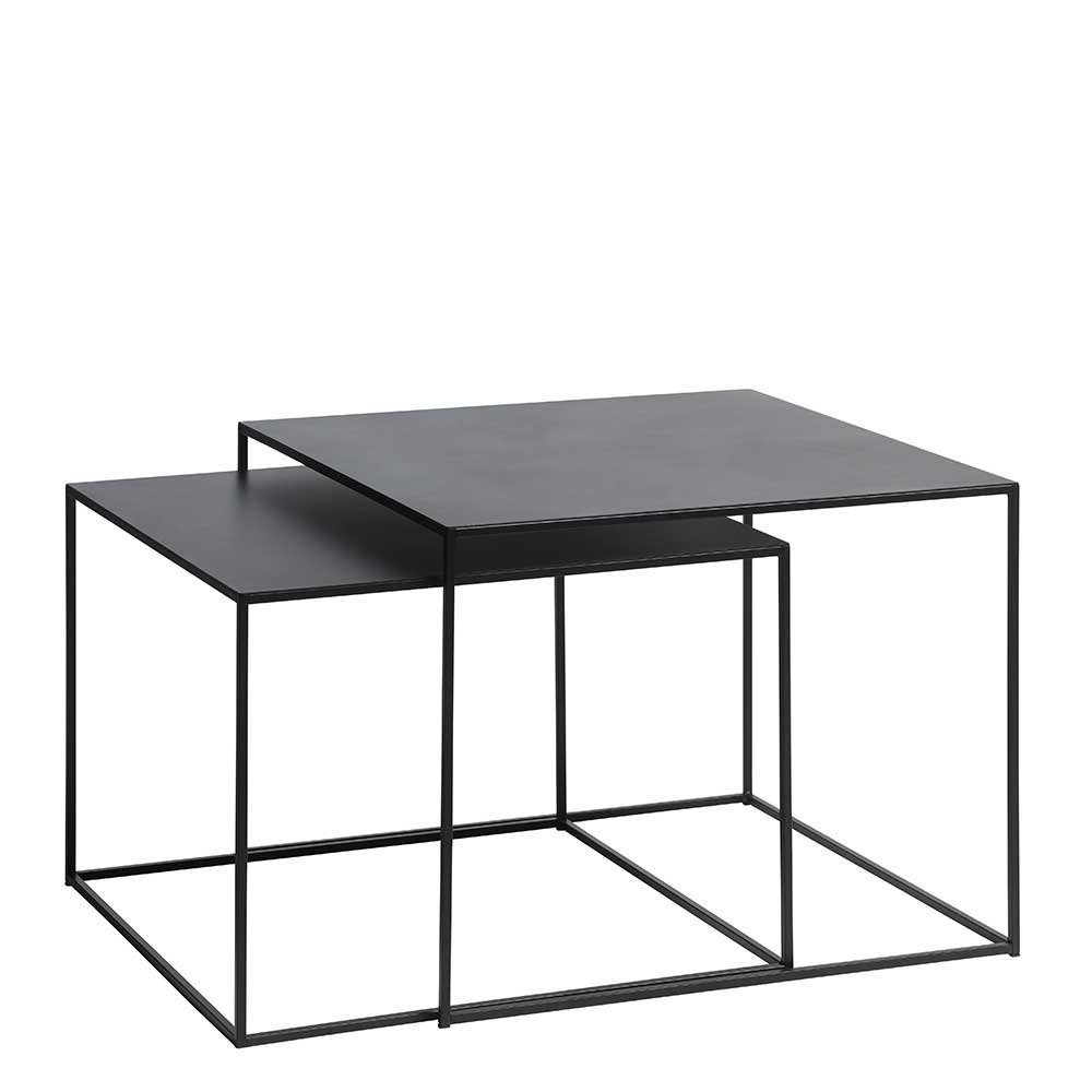 Couchtisch Satz Gaspers mit Metallplatten in Schwarz (dreiteilig)