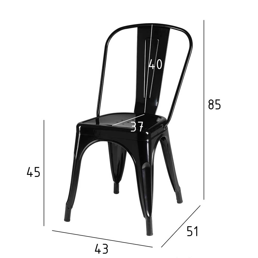 Metall Stühle Tibbet in Schwarz im Industriedesign (4er Set)