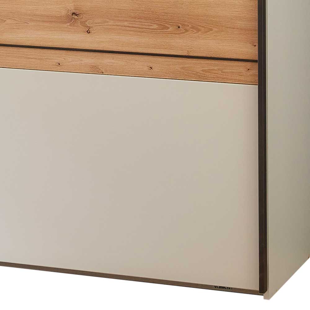 Schwebetürenkleiderschrank Miltom in Eiche Bianco und Beige