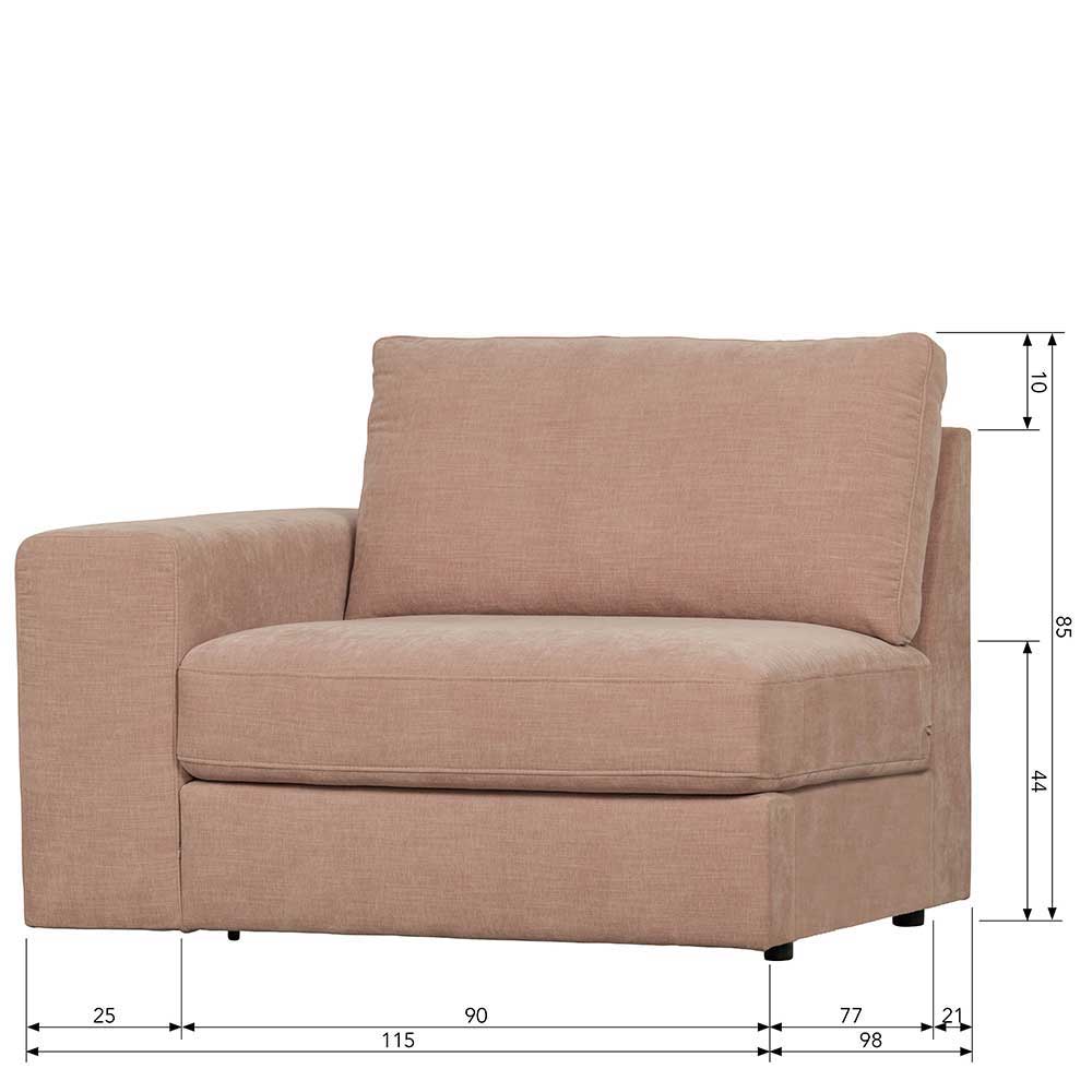 Rosa Modulsofa Oktamian in modernem Design mit vier Sitzplätzen