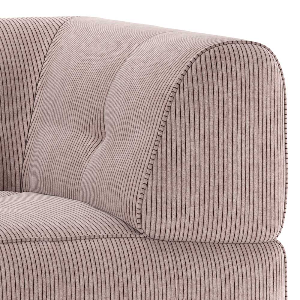 Eckelement Sofa Cord Mauritius in Mauve 90 cm breit