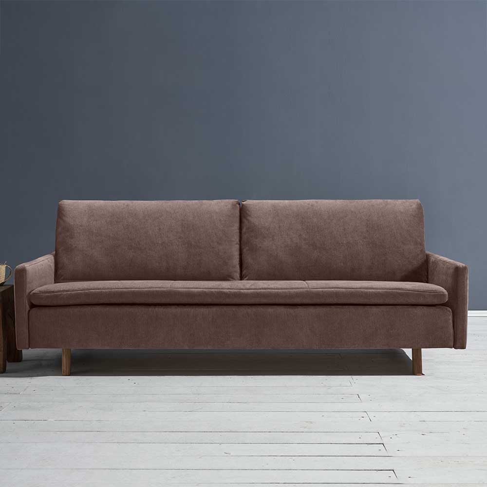 Dunkelbraunes Funktions Sofa Eslawan mit Rücken Klappmechanik 220 cm breit