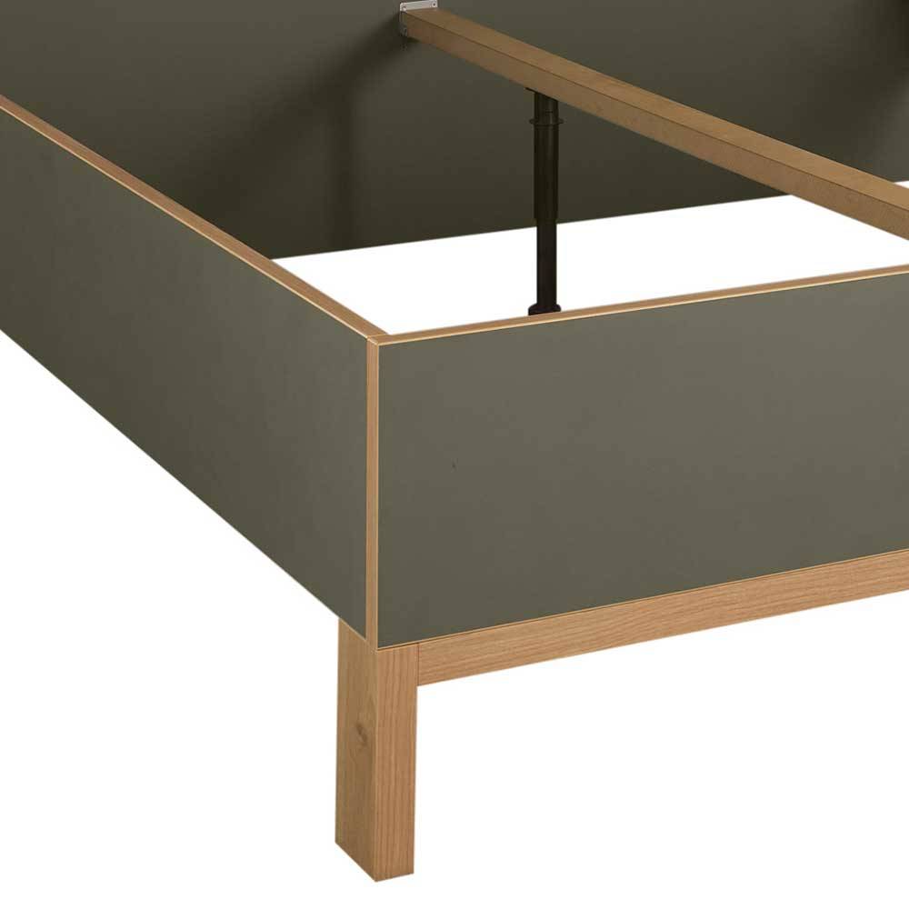 Doppelbett Ejawan in modernem Design - Graugrün (dreiteilig)