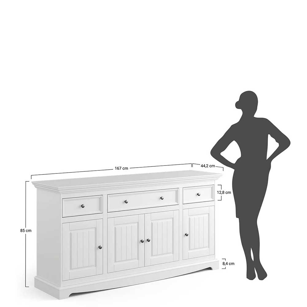 Sideboard Asendra im Landhausstil mit drei Schubladen