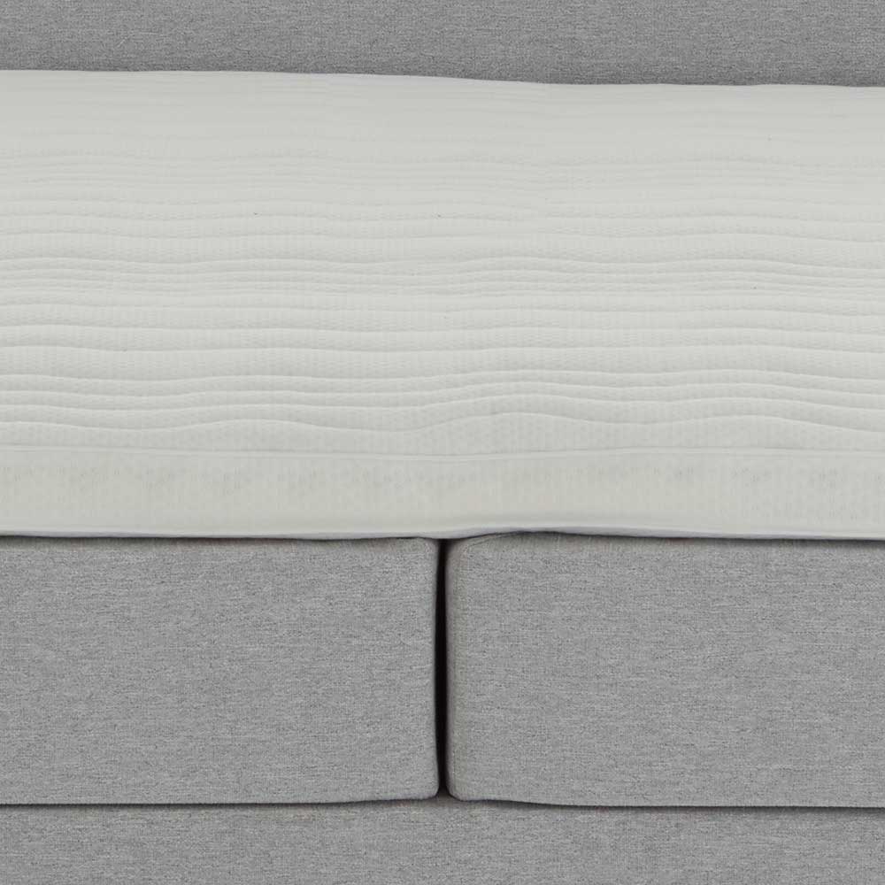 Boxspring Bett Grenvy mit niedrigem Kopfteil in Hellgrau & Chrom