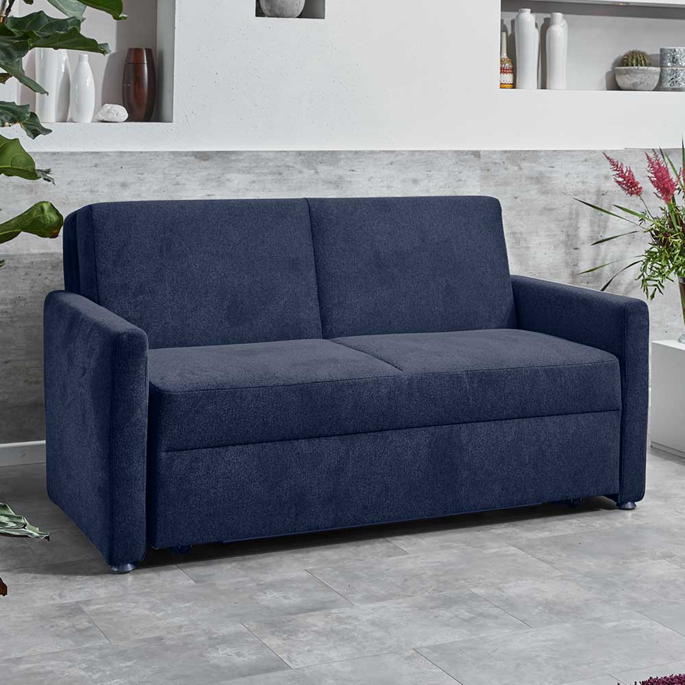 Doppelschlafsofa Play in Blau Stoff Made in Germany