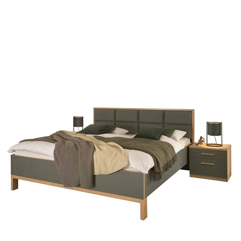 Doppelbett Ejawan in modernem Design - Graugrün (dreiteilig)