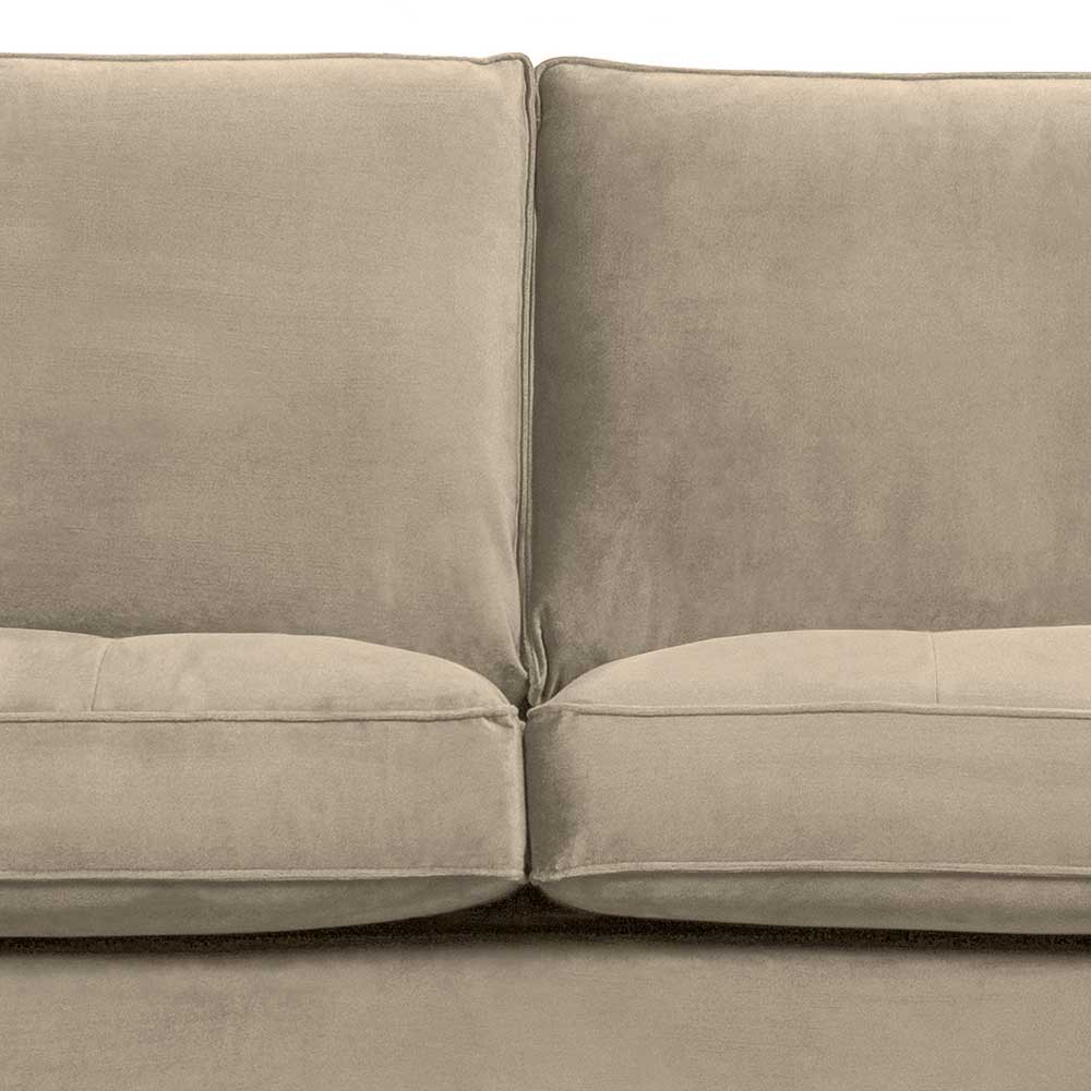 Retro Dreisitzer Couch Opinaro in hellem Khaki mit Samt Bezug