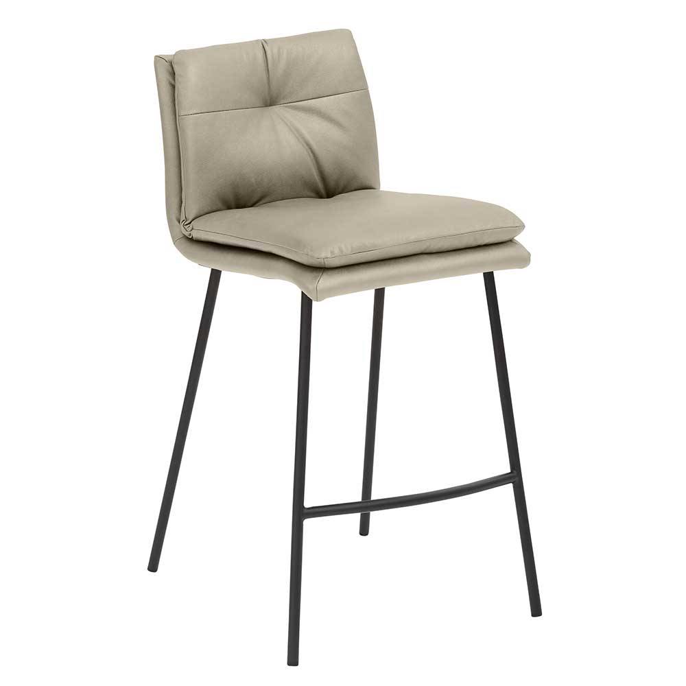 Hocker mit Rückenlehne Nanda in Taupe und Schwarz 67 cm Sitzhöhe