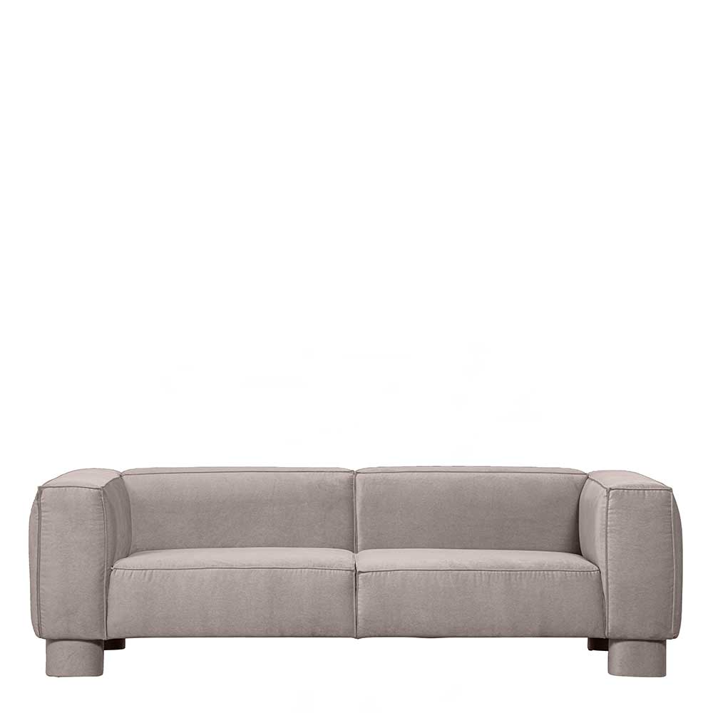 Moderne Wohnzimmer Couch Ribanna in Beige Samt 240 cm breit