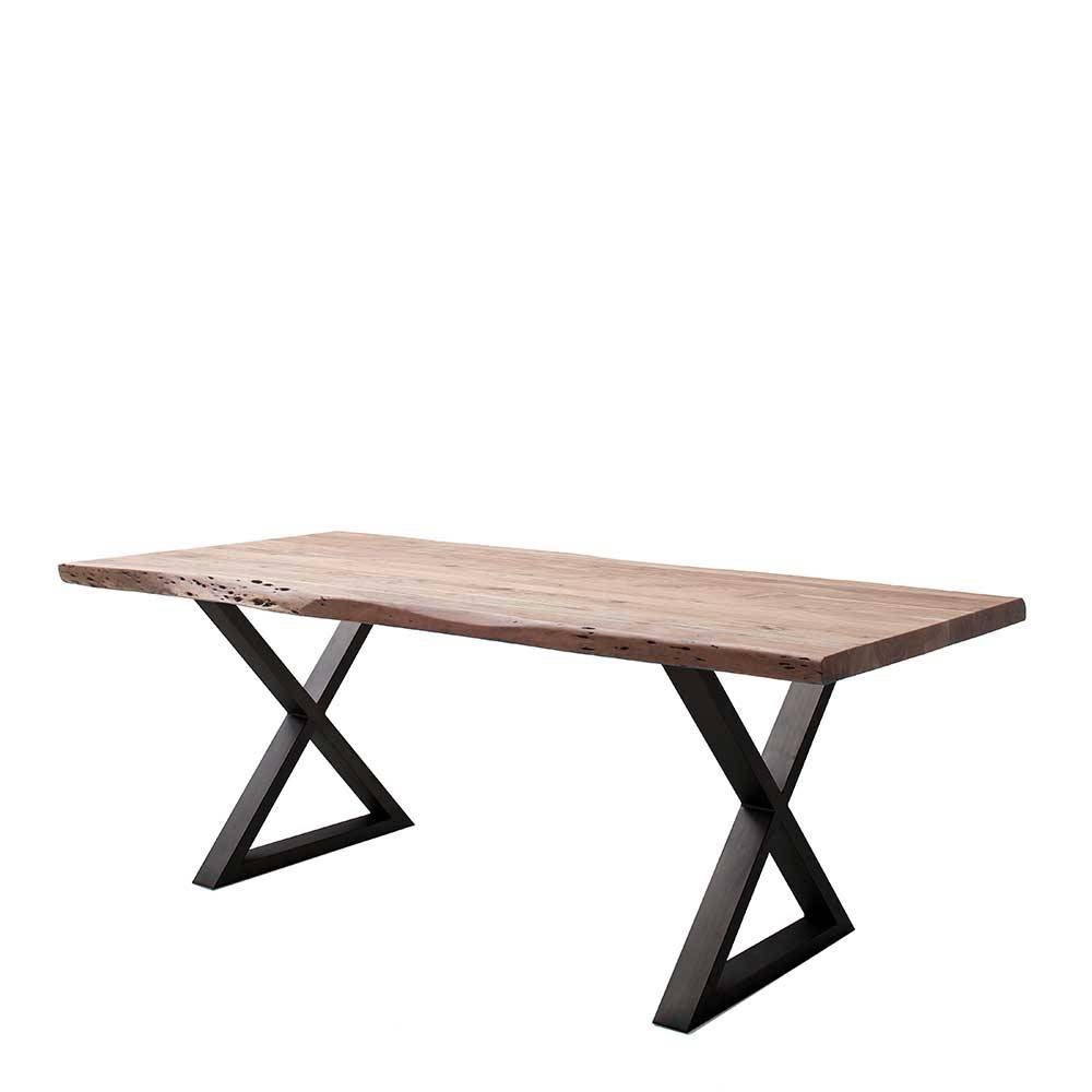 Holztisch Danny mit natürlicher Baumkante im Industry und Loft Stil