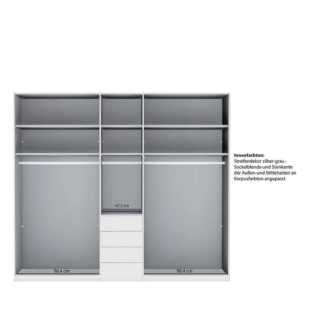 Weißer XL Kleiderschrank Bean 247 cm breit und 216 cm hoch